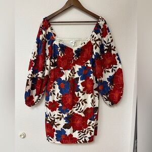 Maurices Red and Cream Floral Dress